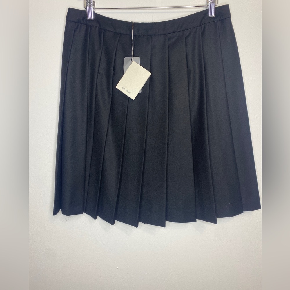 MIU MIU FLANELLA INFELT VIRGIN WOOL SKIRT